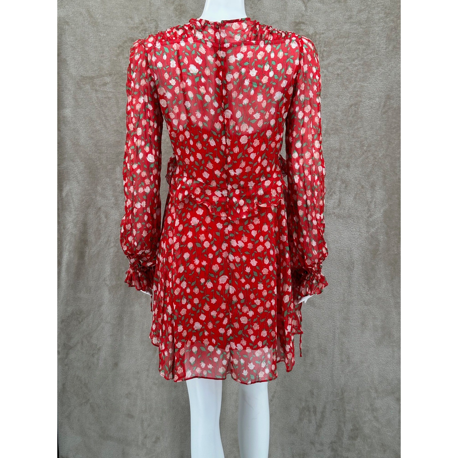 The Kooples Dress Womens 2 Medium Rosa Rosa Mini Red Floral Feminine Boho Retro