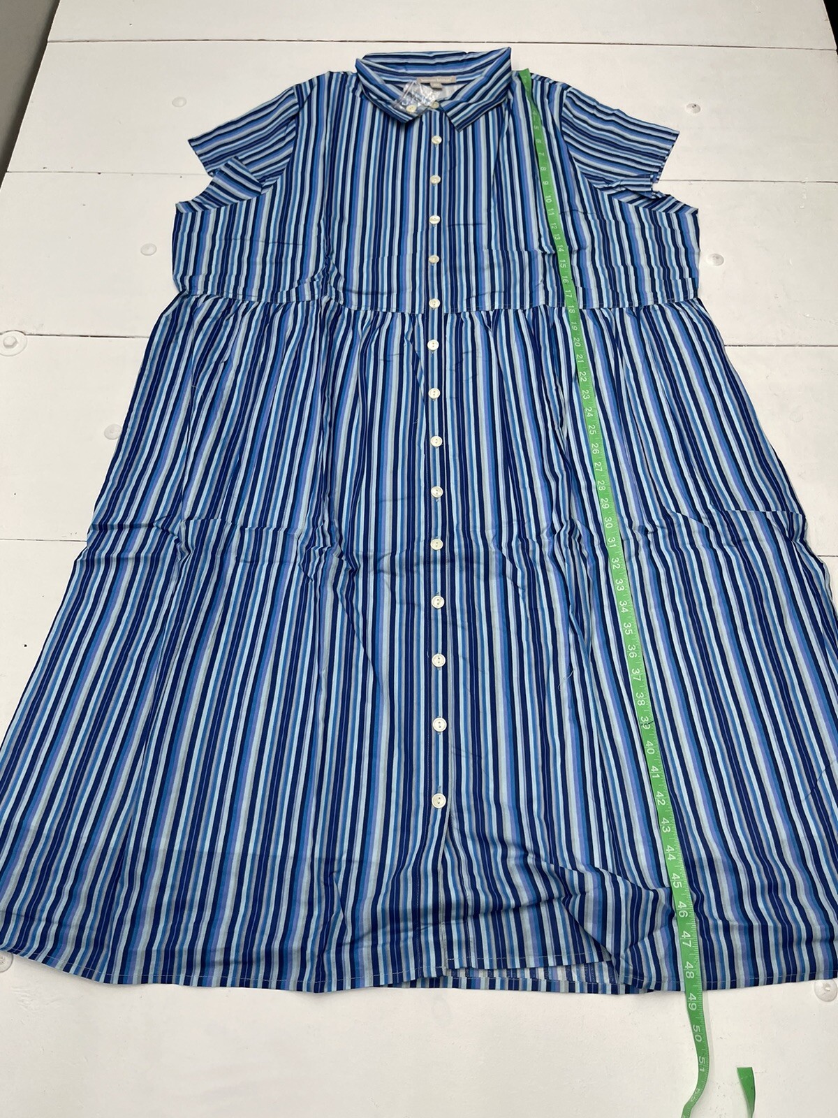 Woman Within Blue Stripe Button Down Dress Women’s Size 28W