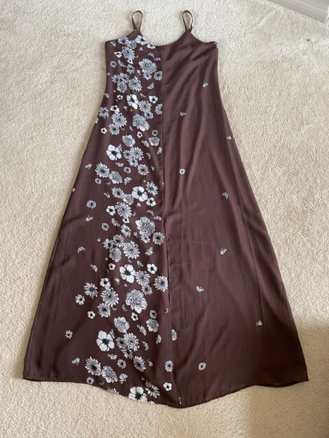 Women Long Maxi Dress summer casual Gown Sz S Brown color