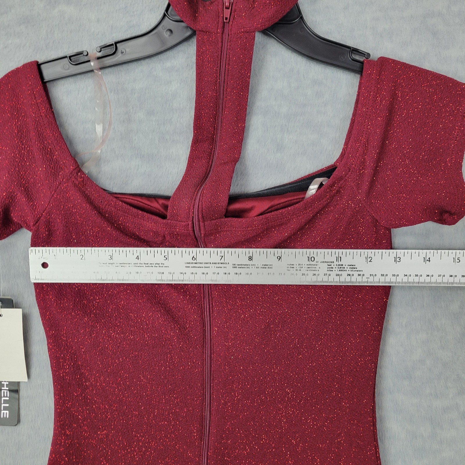 My Michelle Mini Dress Red Glitter Short Sleeve 90s Vintage Goth Womens 5 NWT