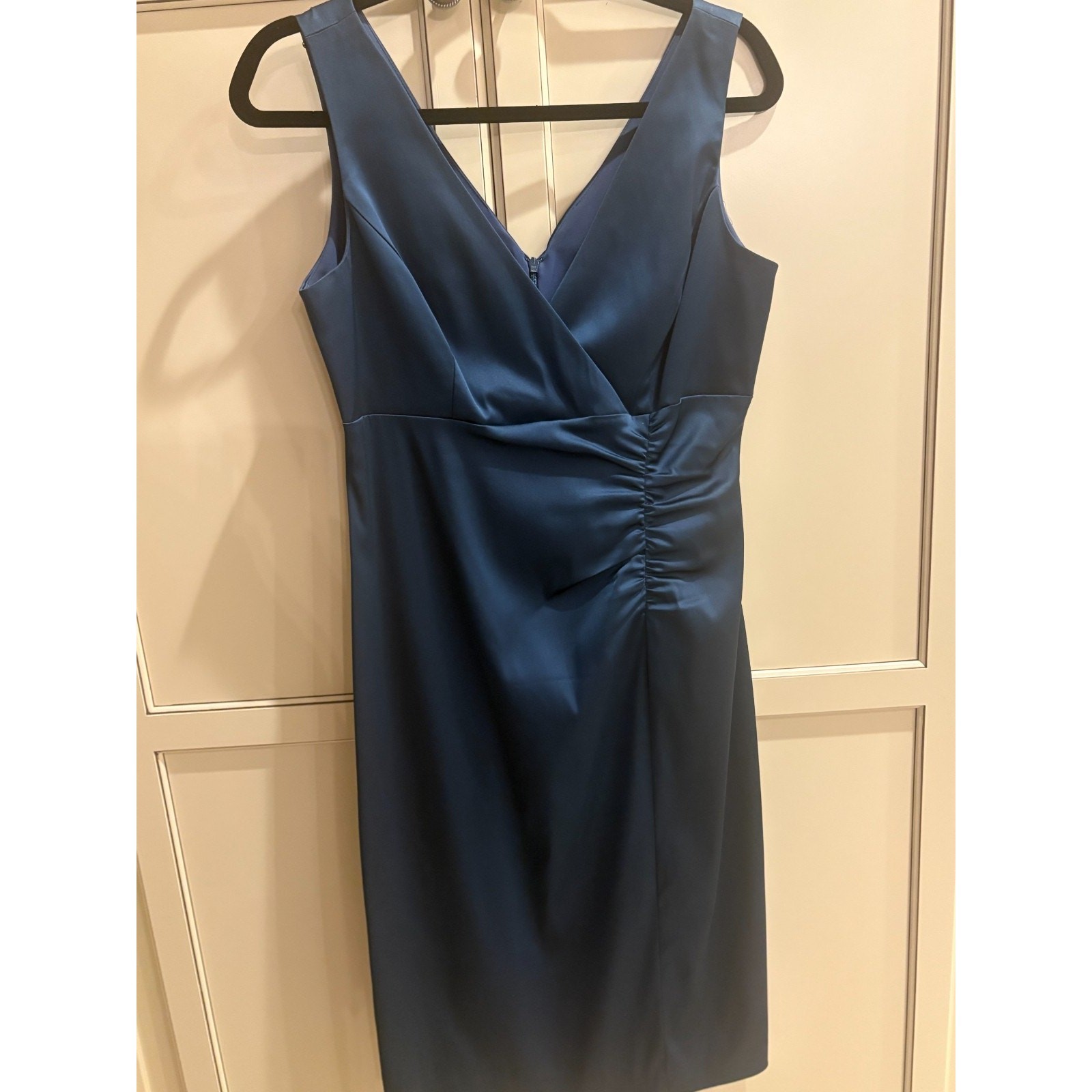 Donna Ricco NY Dress Shirred Front Sleeveless Womens Size 8 Dark Aqua