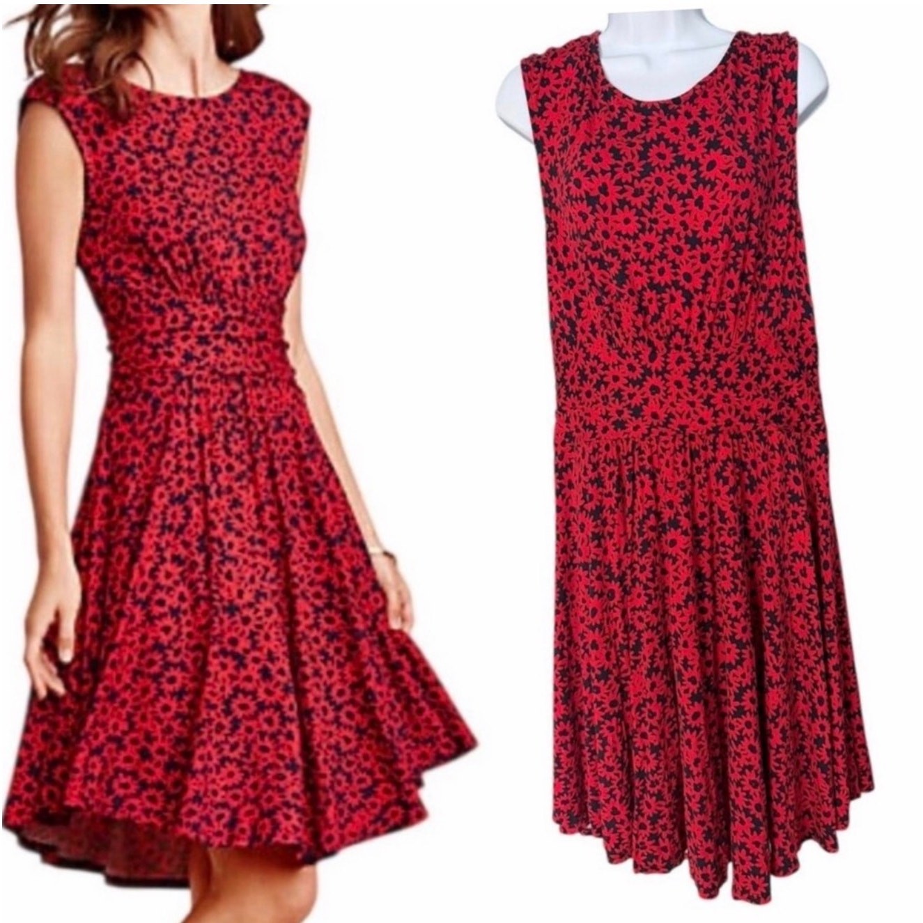 Anthropologie Moulinet Soeurs South Shore Dress Women’s L Red Black Daisy Print