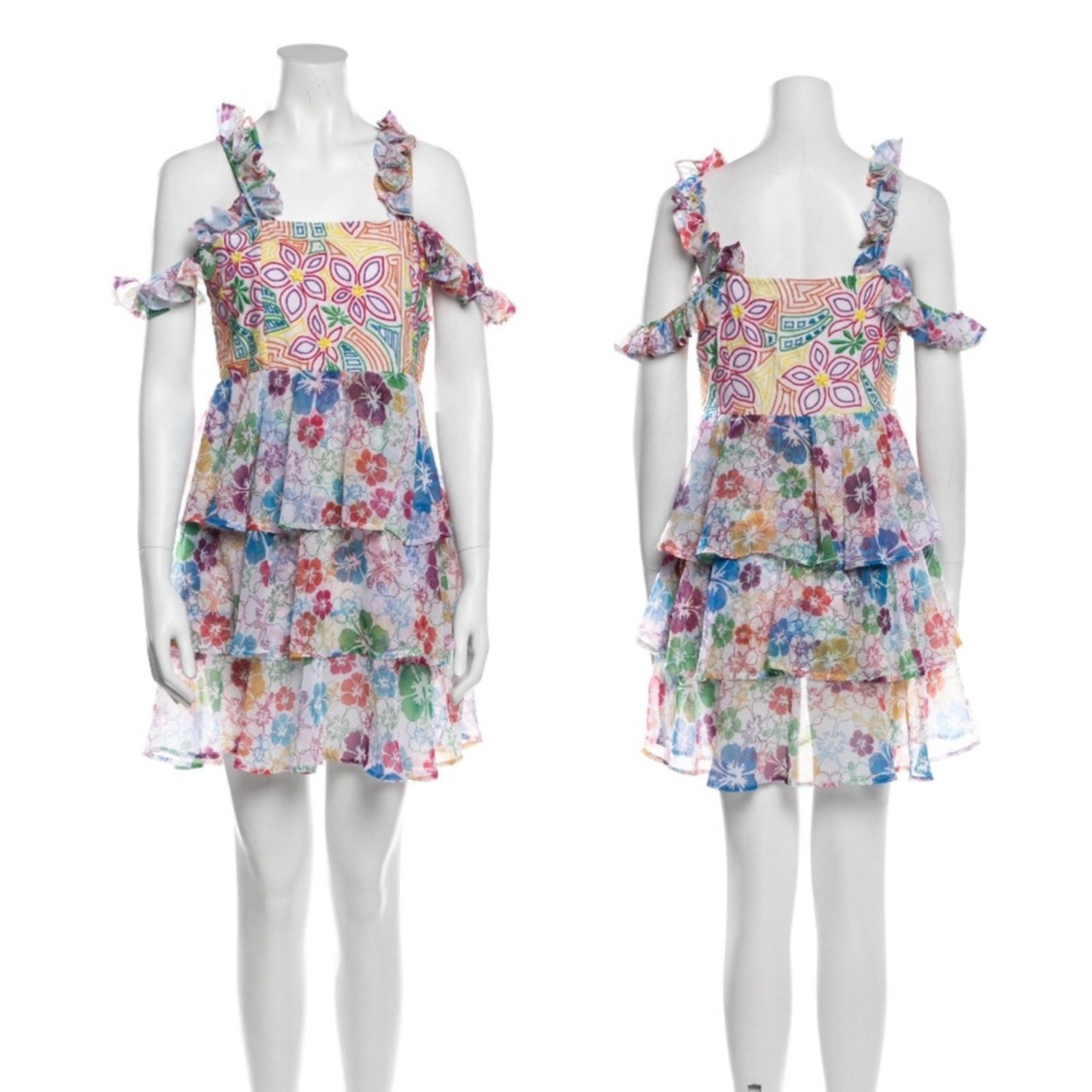 New All Things Mochi Ilima Floral Print Embroidered Mini Dress Size Large