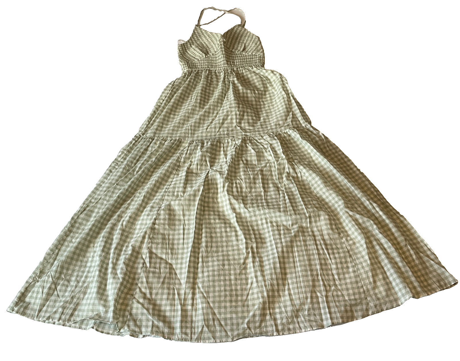 Altard State Maxi Dress Womens Size S Green White Spaghetti Straps Lined Stretch