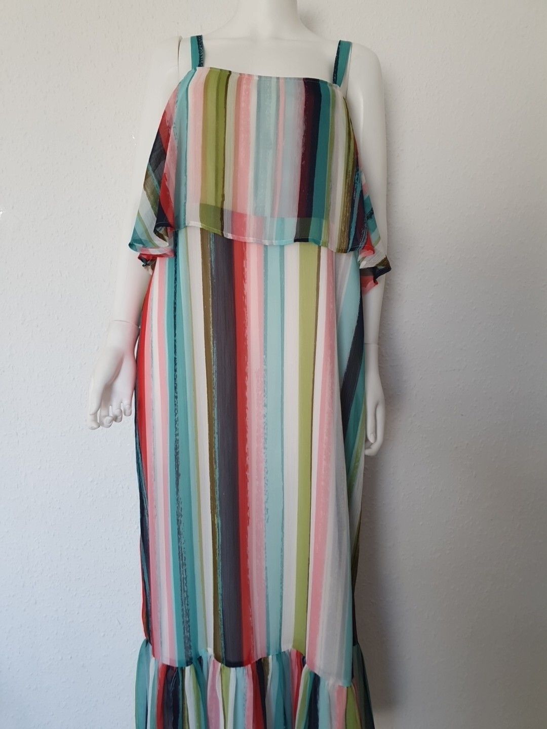Marks & Spencer long Chiffon summer dress striped multicolour Size UK 16