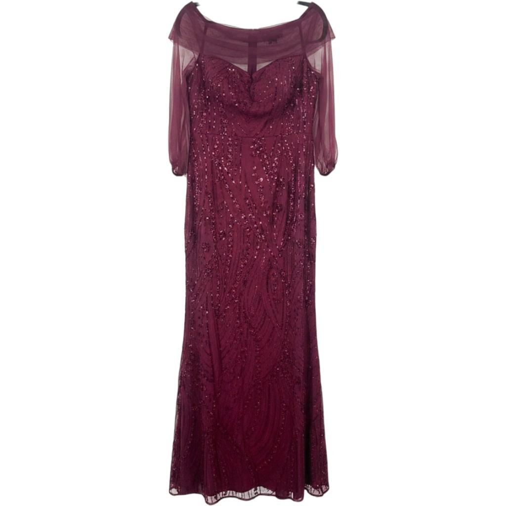 NWT JS Collections Savannah Raspberry Sequin Beaded Gown Size 12