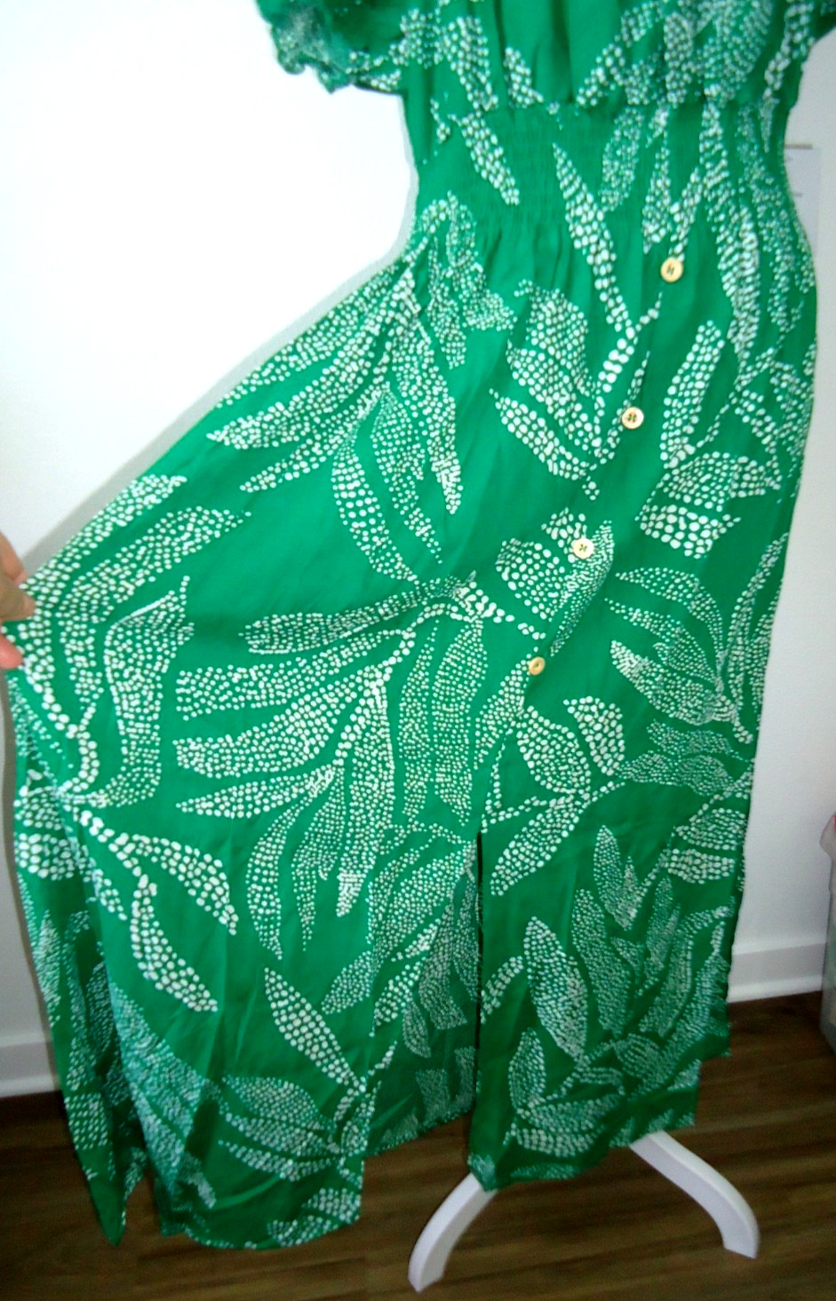 NWT Anthropologie Kindred Green Floral Print Long Dresses RN#166636 Size-PXL