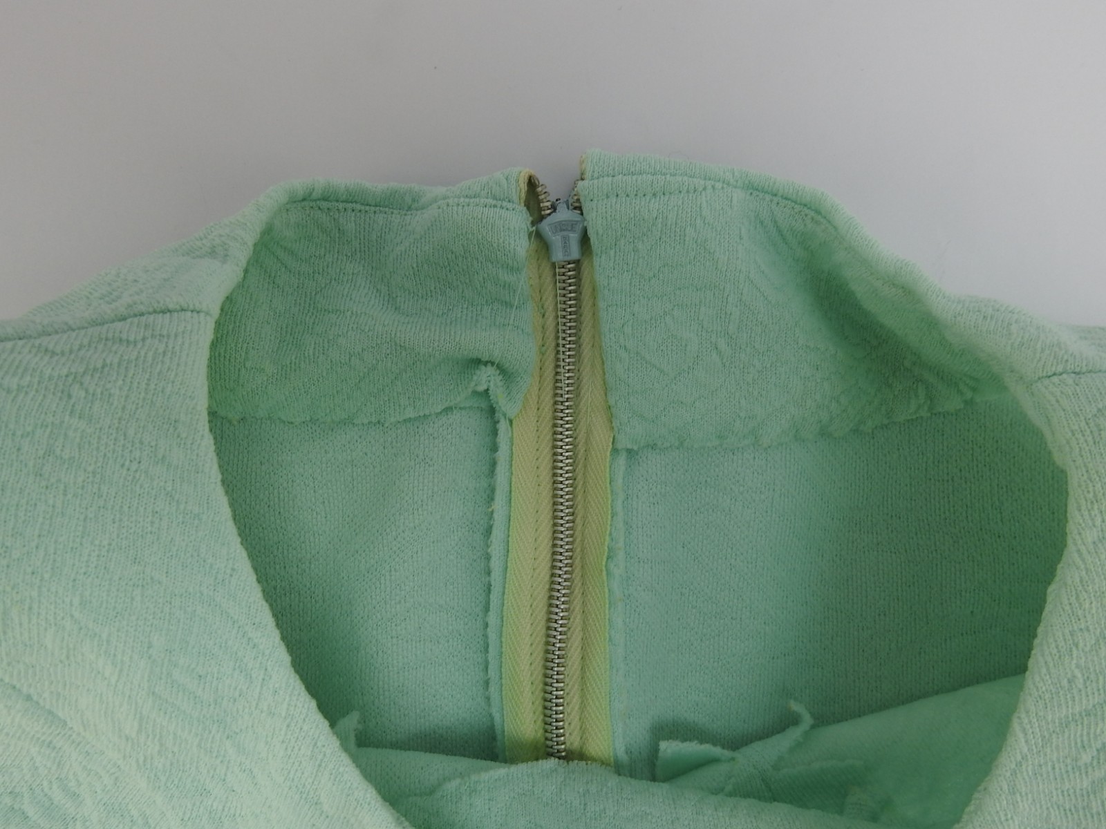 Vintage Mint Green Textured Handmade Look Shift Dress Sleeveless Mod MCM Sz M L