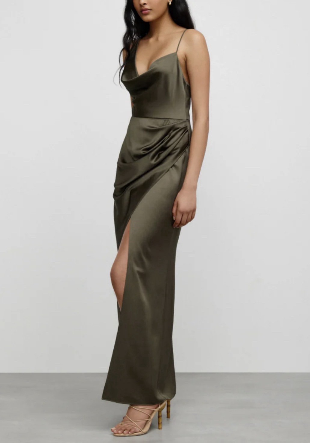 NWT Significant Other Aria Draped Assymetrical Olive Green Dress Size 4