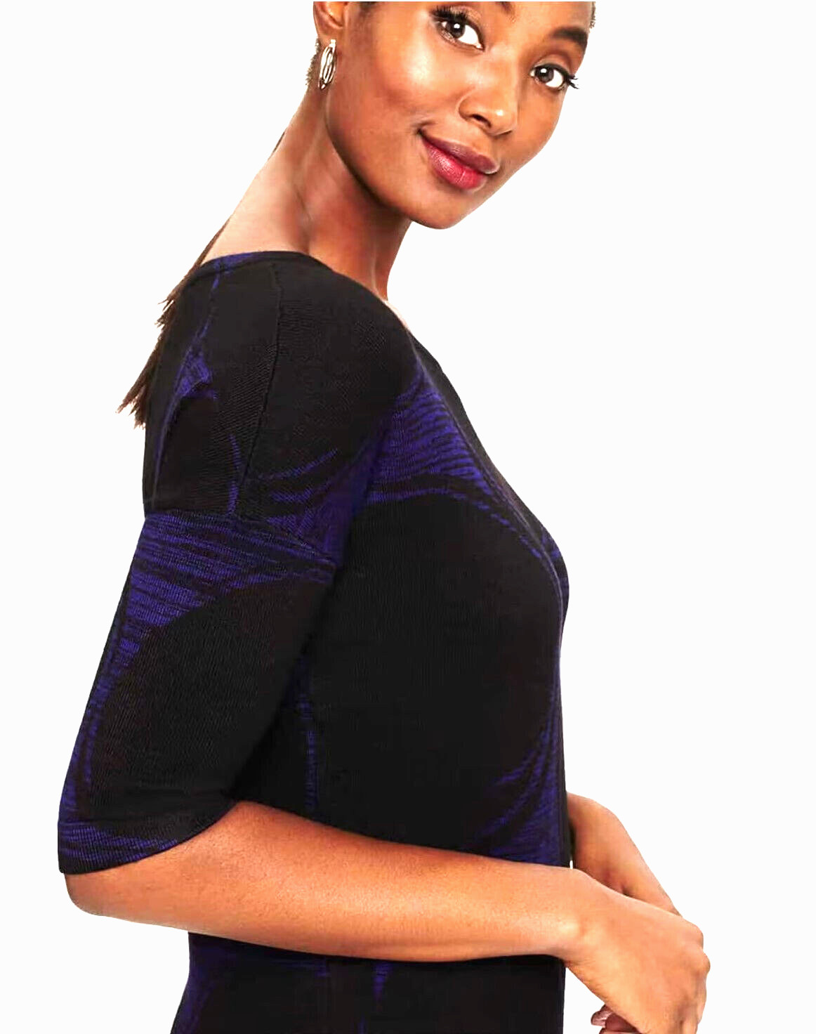 Phase Eight Black & Cobalt Blue Sammy Spot Knitted Dress Size 12