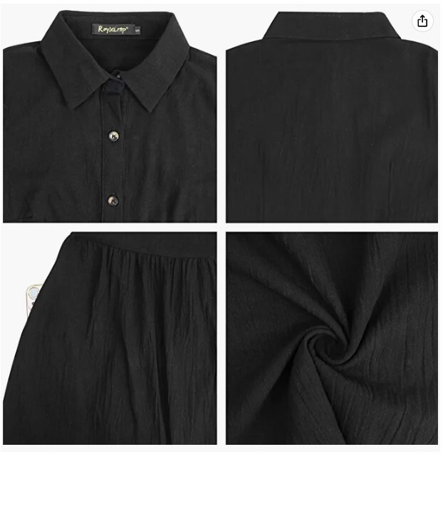 ROYLAMP Womens Tunic Dress Bell Sleeve Split Hem Button up Collared Mini Dress M