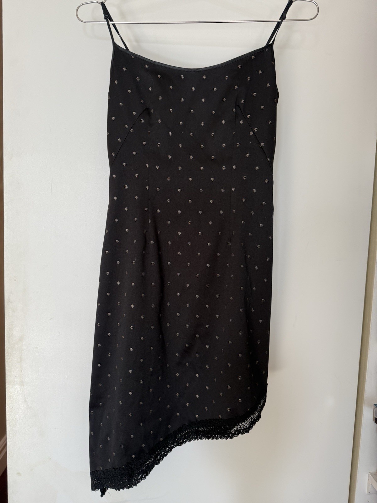 Hysteric Glamour Black Dress Asymmetrical Bottom Gold Glitter Skull Pattern OS