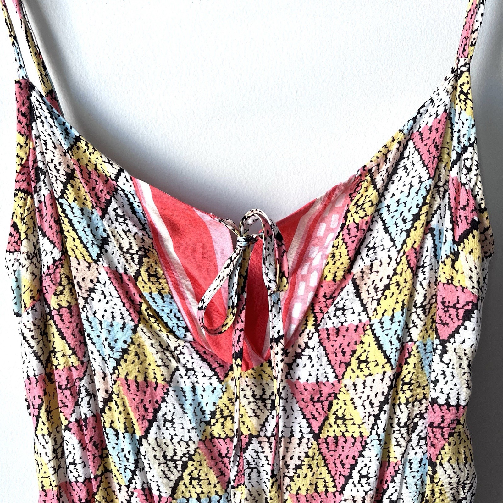 Ella Moss Colorblock Geometric Mosaic Print Cami Maxi Dress Boho Summer Sundress