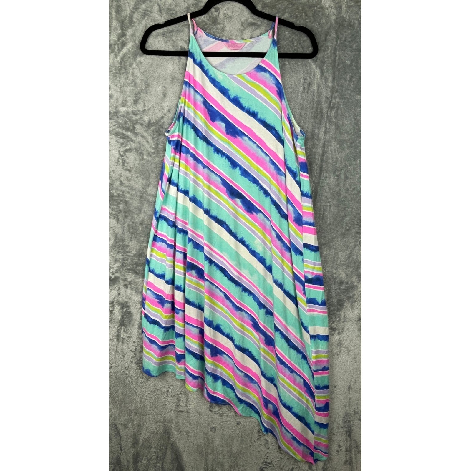 Lilly Pulitzer Trapeze Dress Women Medium Multi Very Good Asymmetric Hem Stripe