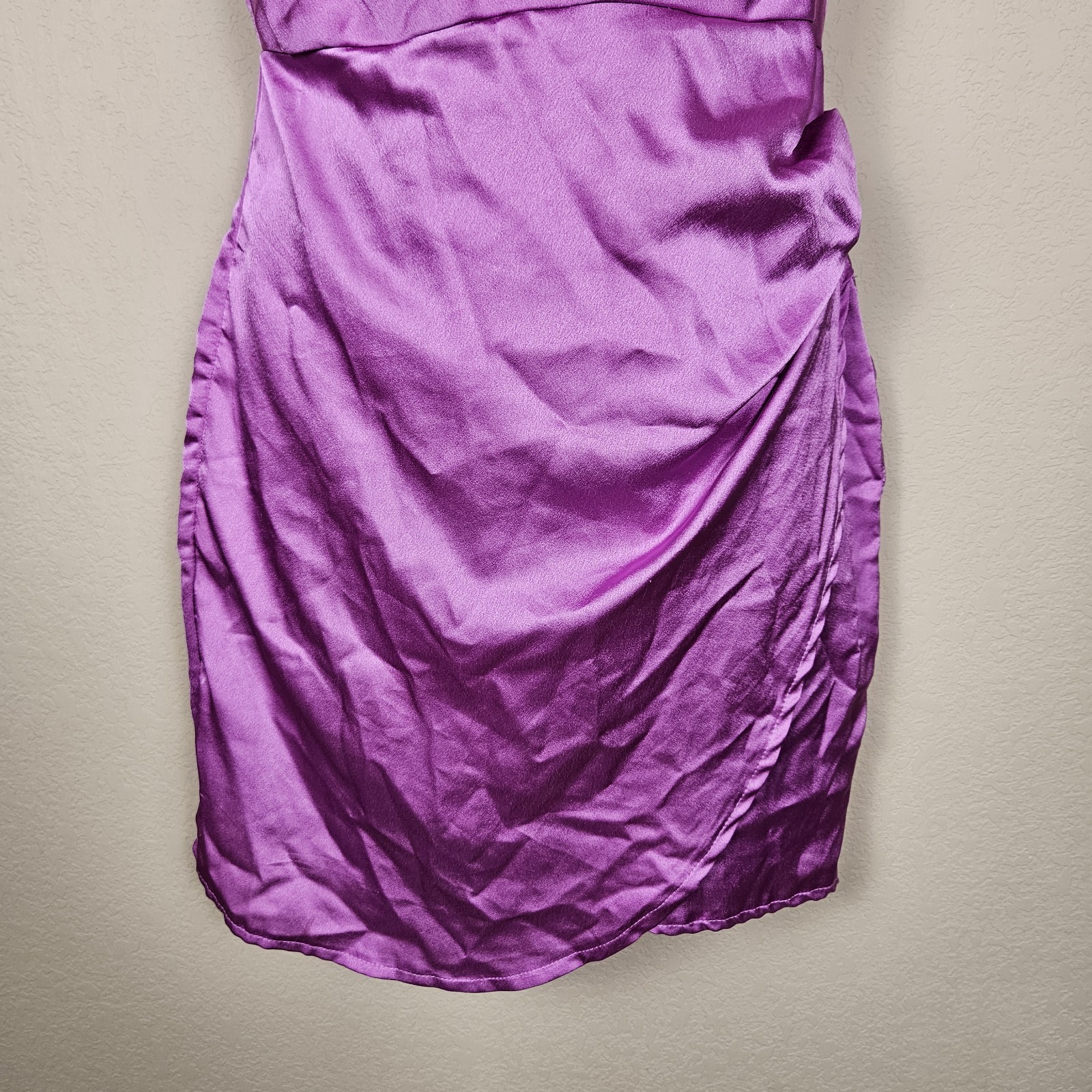 Superdown x Revolve Arezo Slip Mini Dress S Cowl Neck Wrap Satin Ruched Pink
