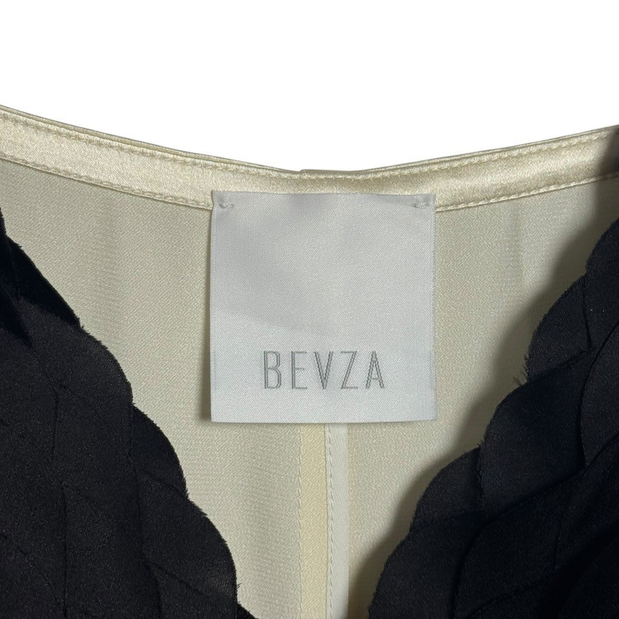 BEVZA Cream & Black Braid Trim Kvitka Maxi Gown Viscose Sleeveless Dress size XS