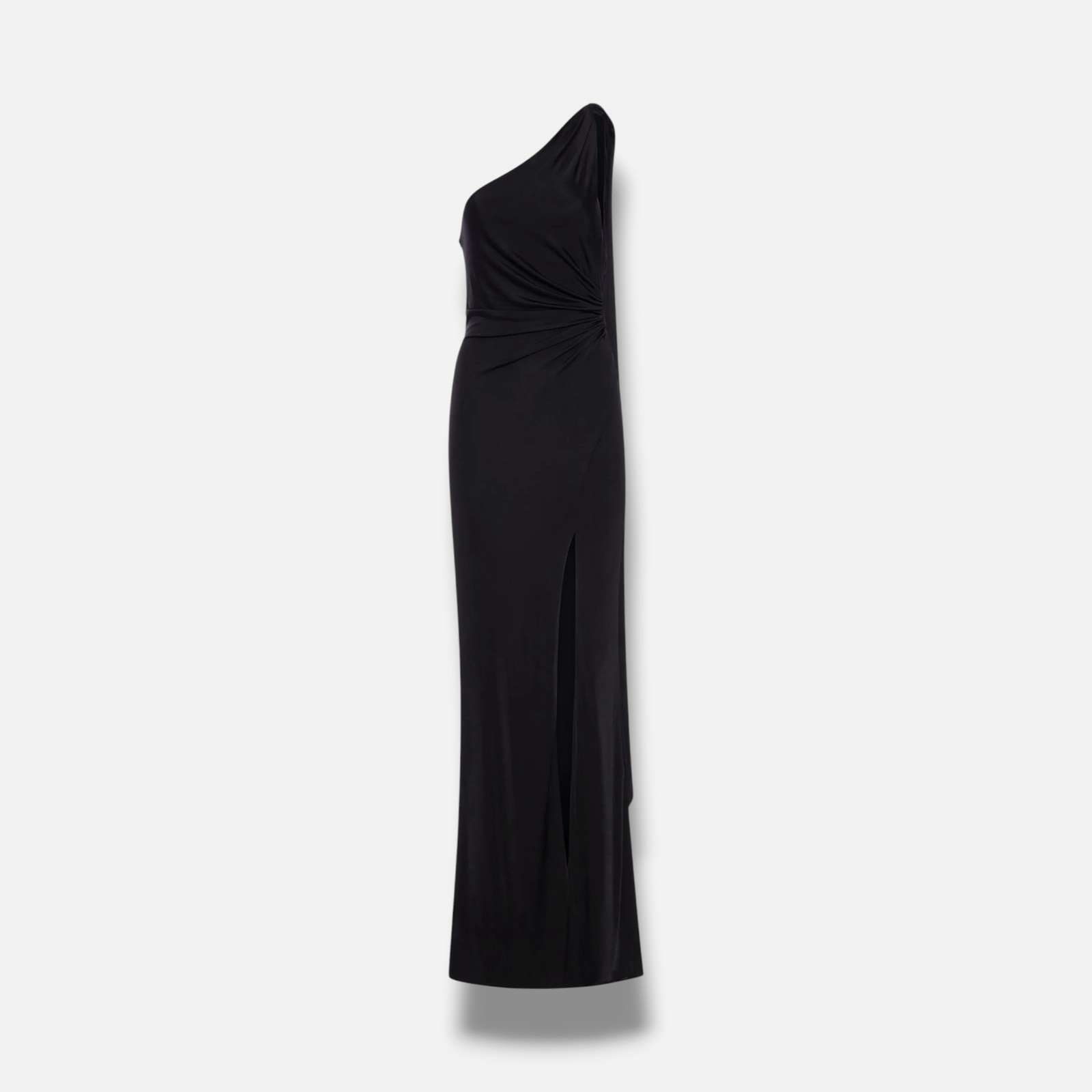 Tom Ford Women’s Black Silk Solid Draped One-Shoulder Gown Dress Size 42