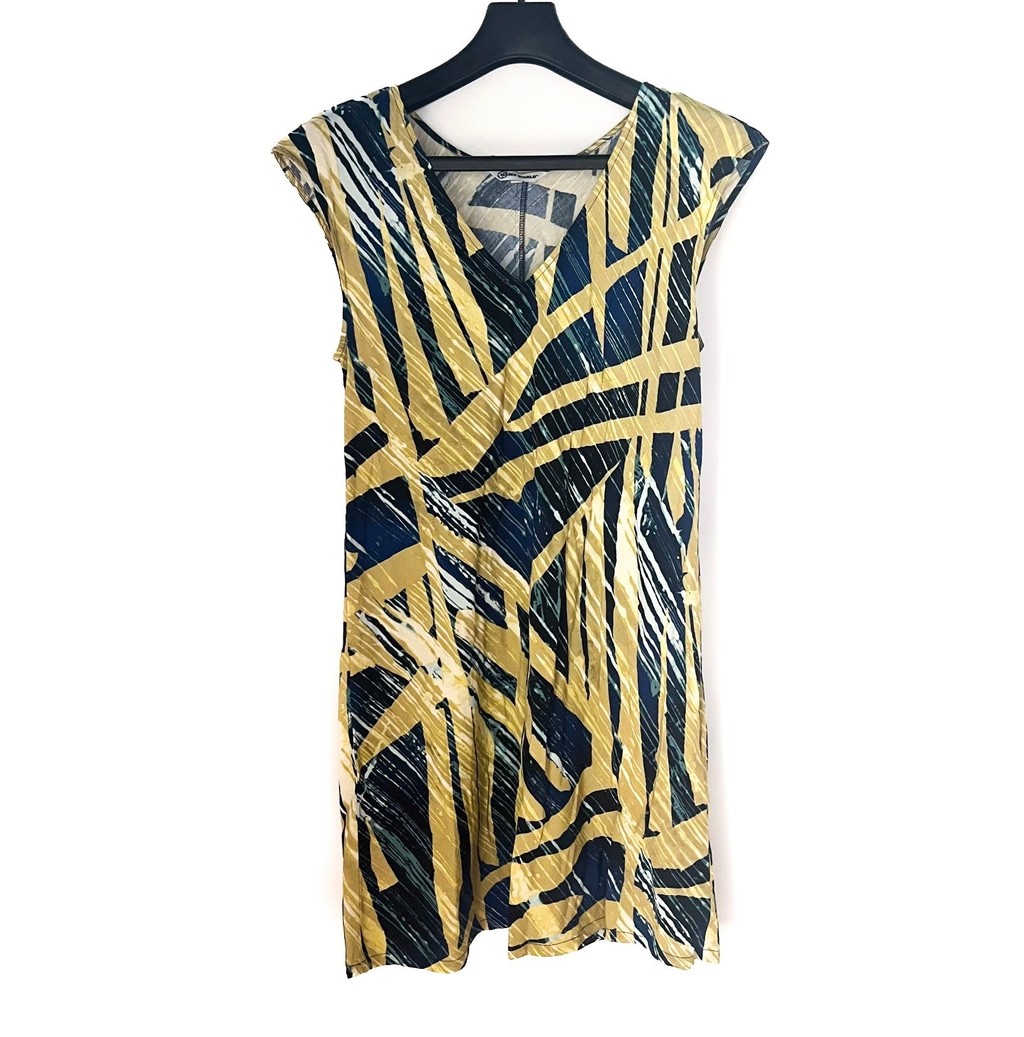 Jams World Shift Dress ‘Wood Grove Navy’ Sz L Made in Hawaii Tropical Resort