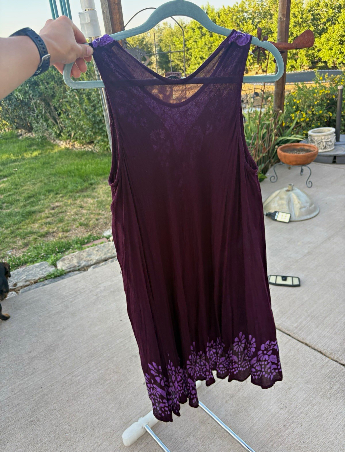 MAMTA Plus Size Purple V-Neck Sleeveless Embroidered Floral Knee Sundress