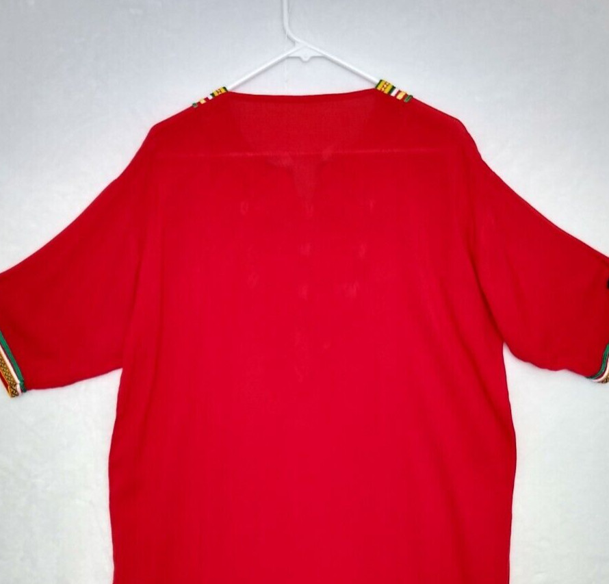 Moroccan Kaftan Gandoura Berber Clothes Handmade Dress Bohemian Red Ribbon Women