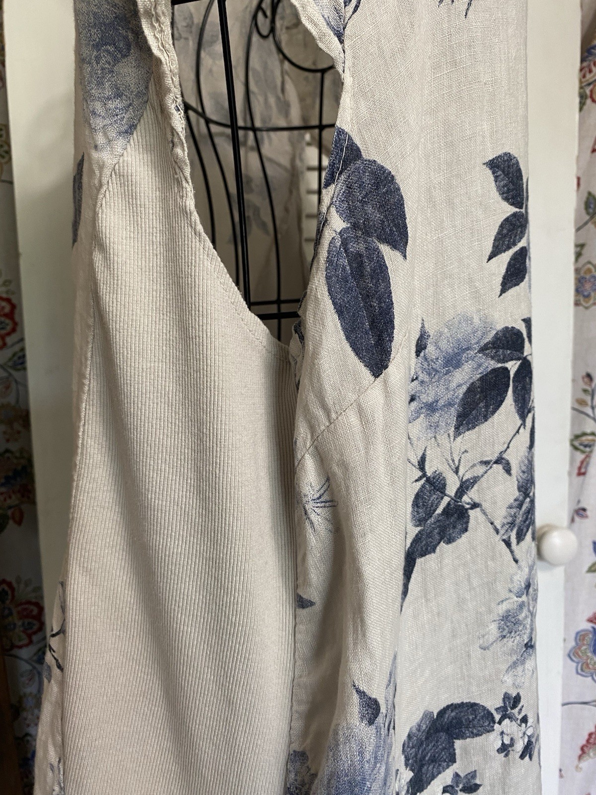 Lingo L’Arno 100% Linen Shift Dress Coastal Lagenlook Floral Made In Italy 2X