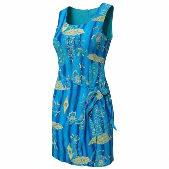 Wrap Dress Paisley Floral Knee Length by L’Amadei Petite Size 8