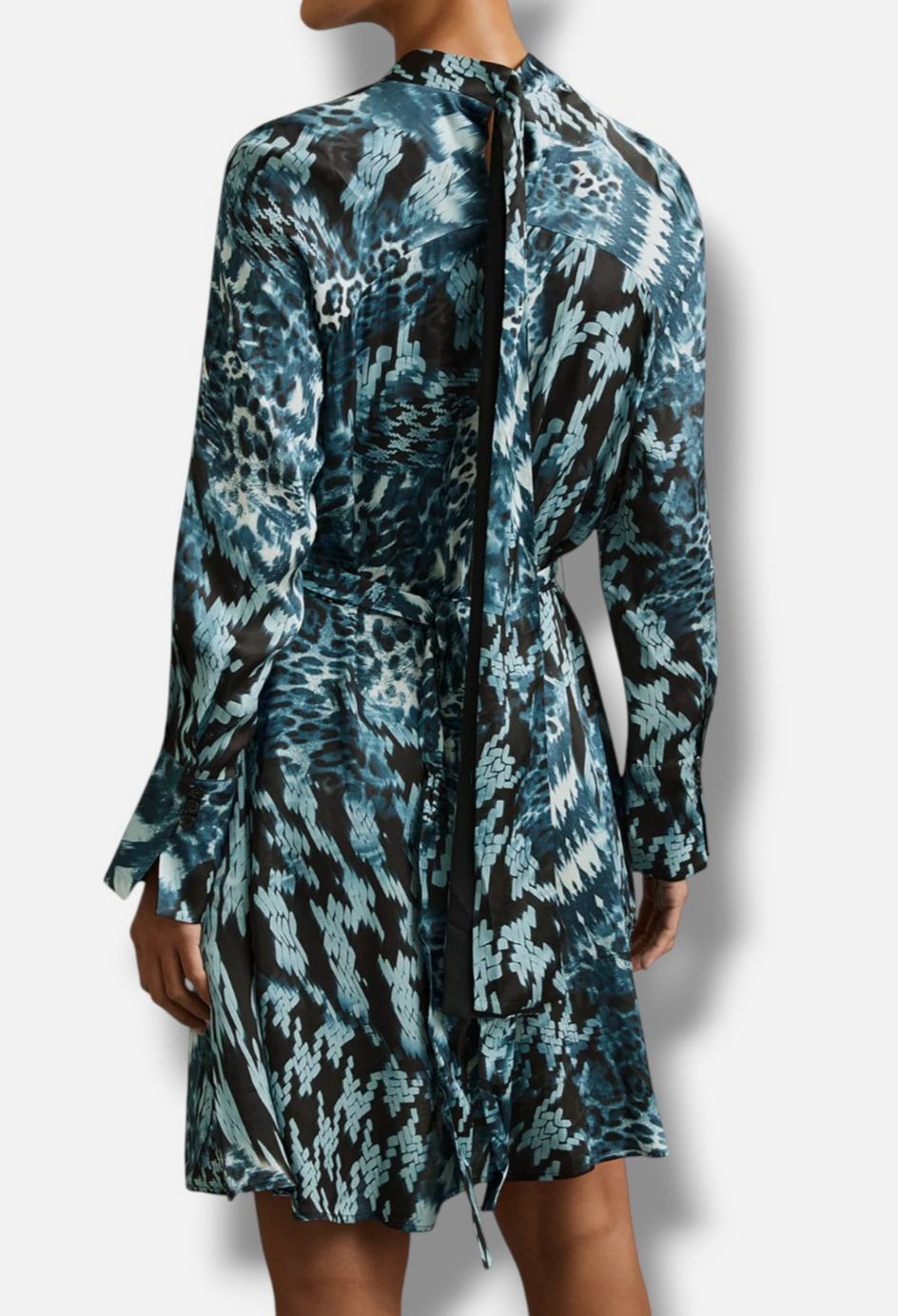 Reiss Women’s Blue Ester Printed Flippy Dress Size 2