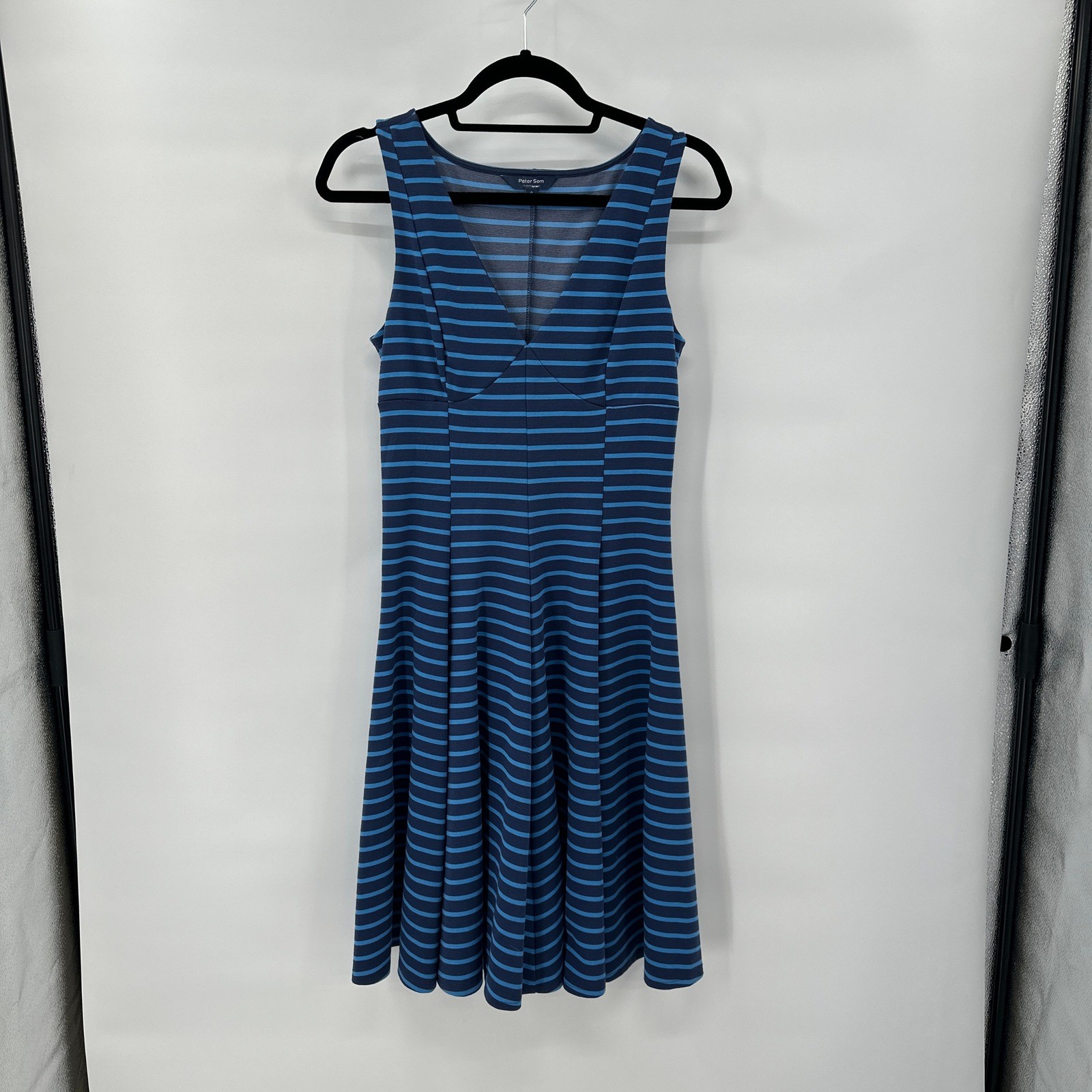 Peter Som for DesigNation Fit & Flare Dress size 4 Indigo Blue Striped Stretch