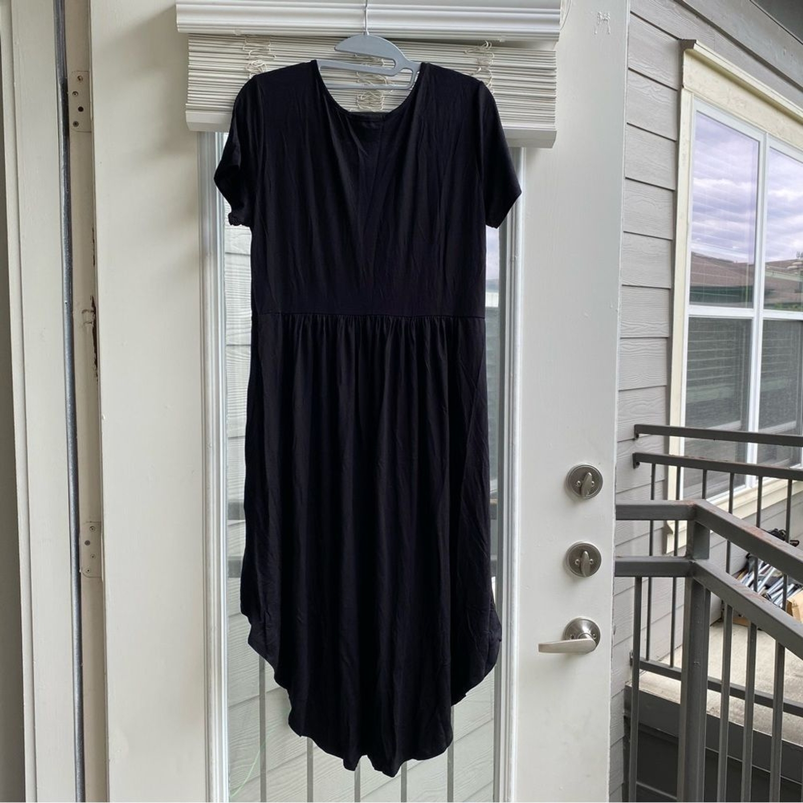Basic USA Tunic T-Shirt Dress Casual Cap Sleeve Hi-Low Stretch Knit S,M, Dress