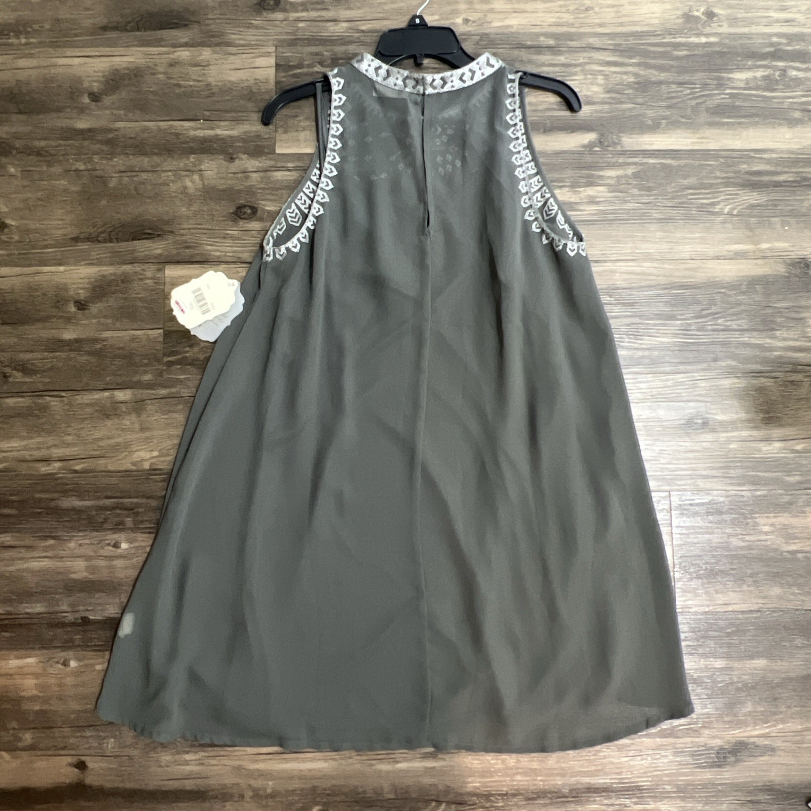 Altar’d State Gray Embroidered Sheer Sleeveless Boho Dress Sz L Castlerock NWT