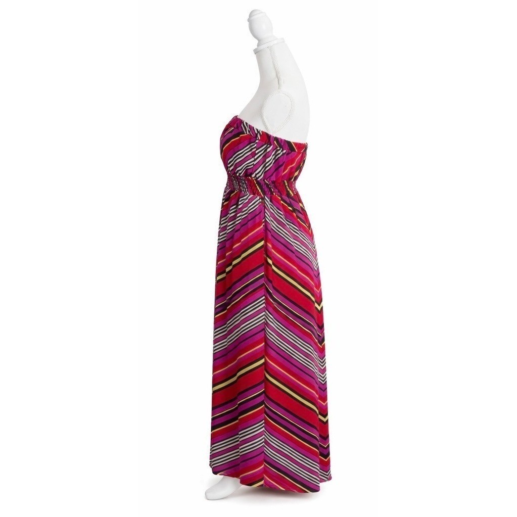 She’s Cool Striped Multi Color Strapless Sheer Lined Maxi Dress XL