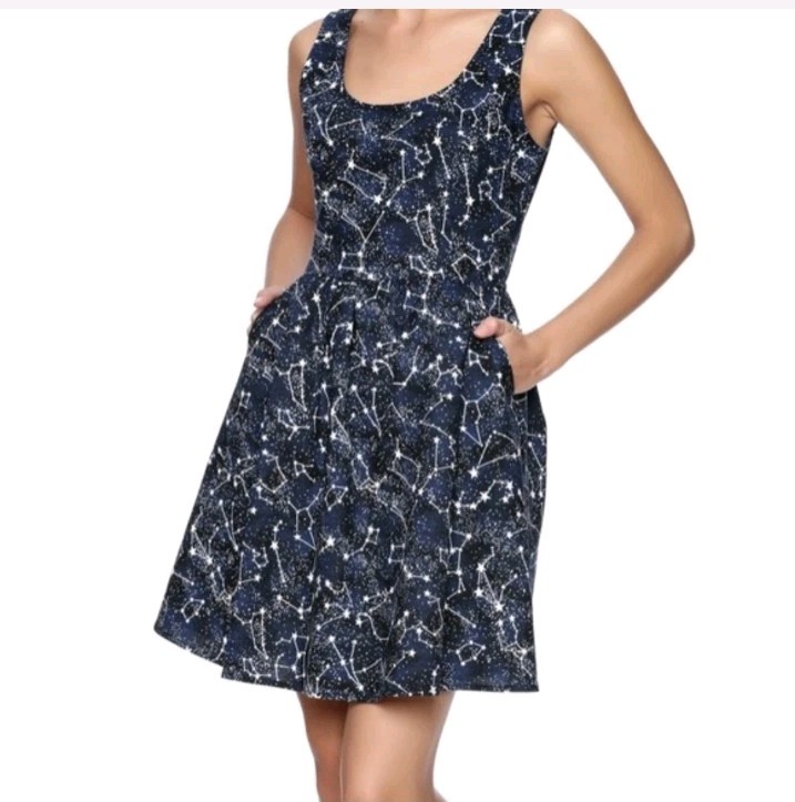 Retrolicious Constellation Celestial Dress Large Stars Galaxy Retro USA Glows!
