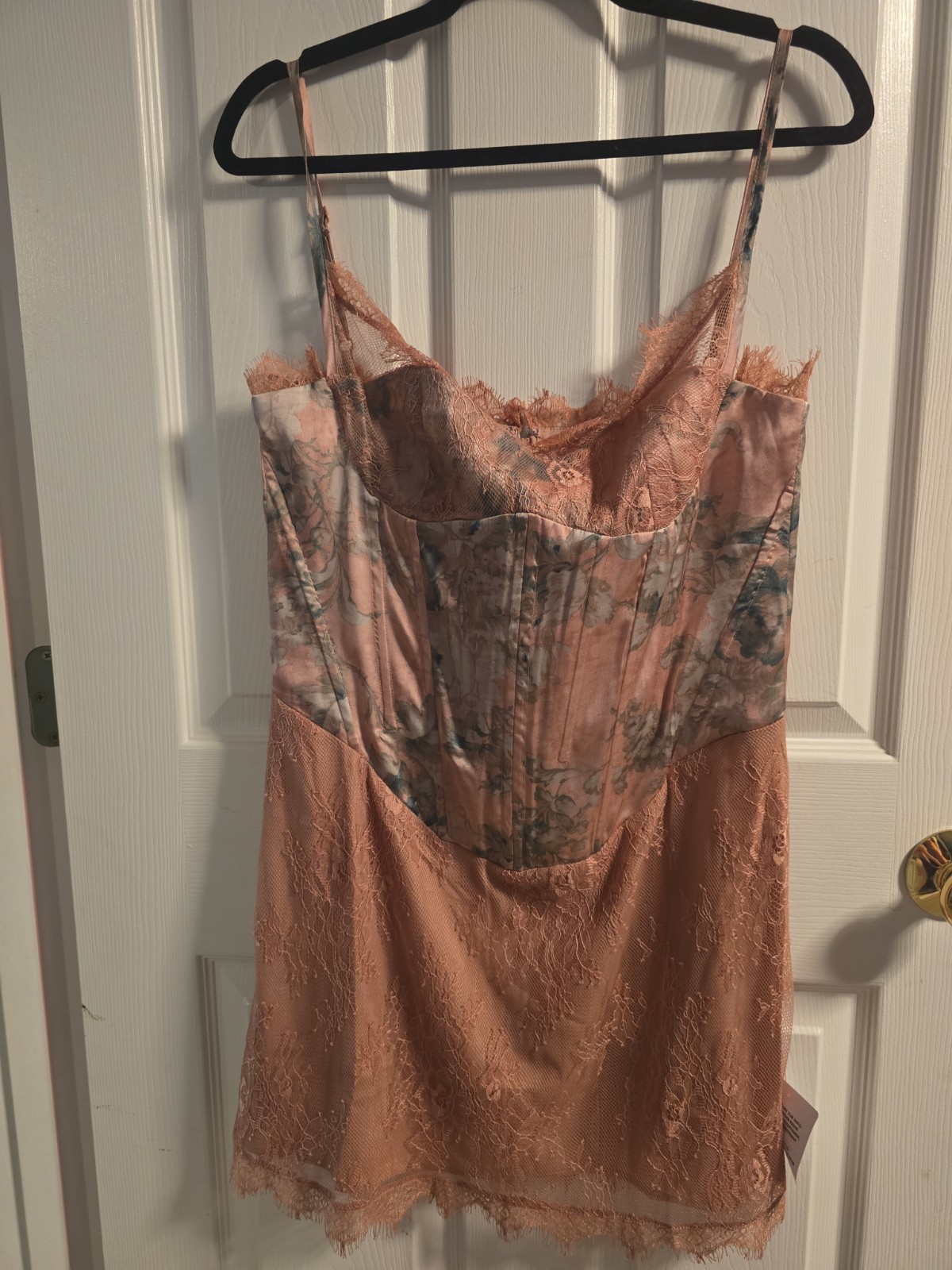 Asos Design Women’s Corser Dress, Dusty Pink With Flower Corset, US8/uk12