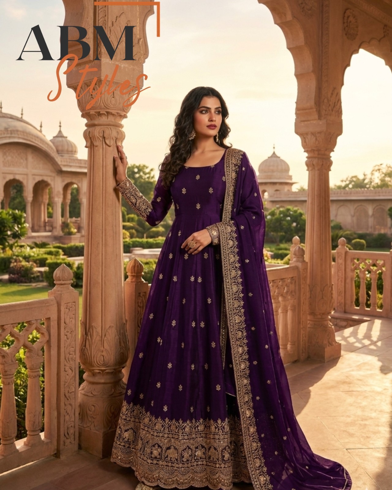 Purple Embroidery Satin Salwar Suit