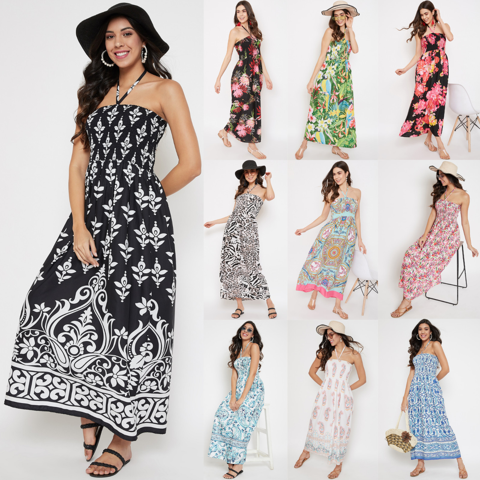 Gypsie Blu Women’s Strapless Maxi Dress Plus Size Tube Top Long Sleeveless Dress