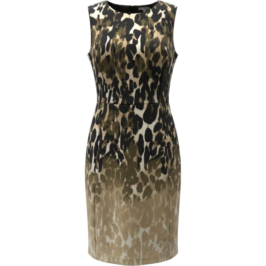 Calvin Klein Women Leopard Print Ombre Sheath Dress Brown Black Size 8