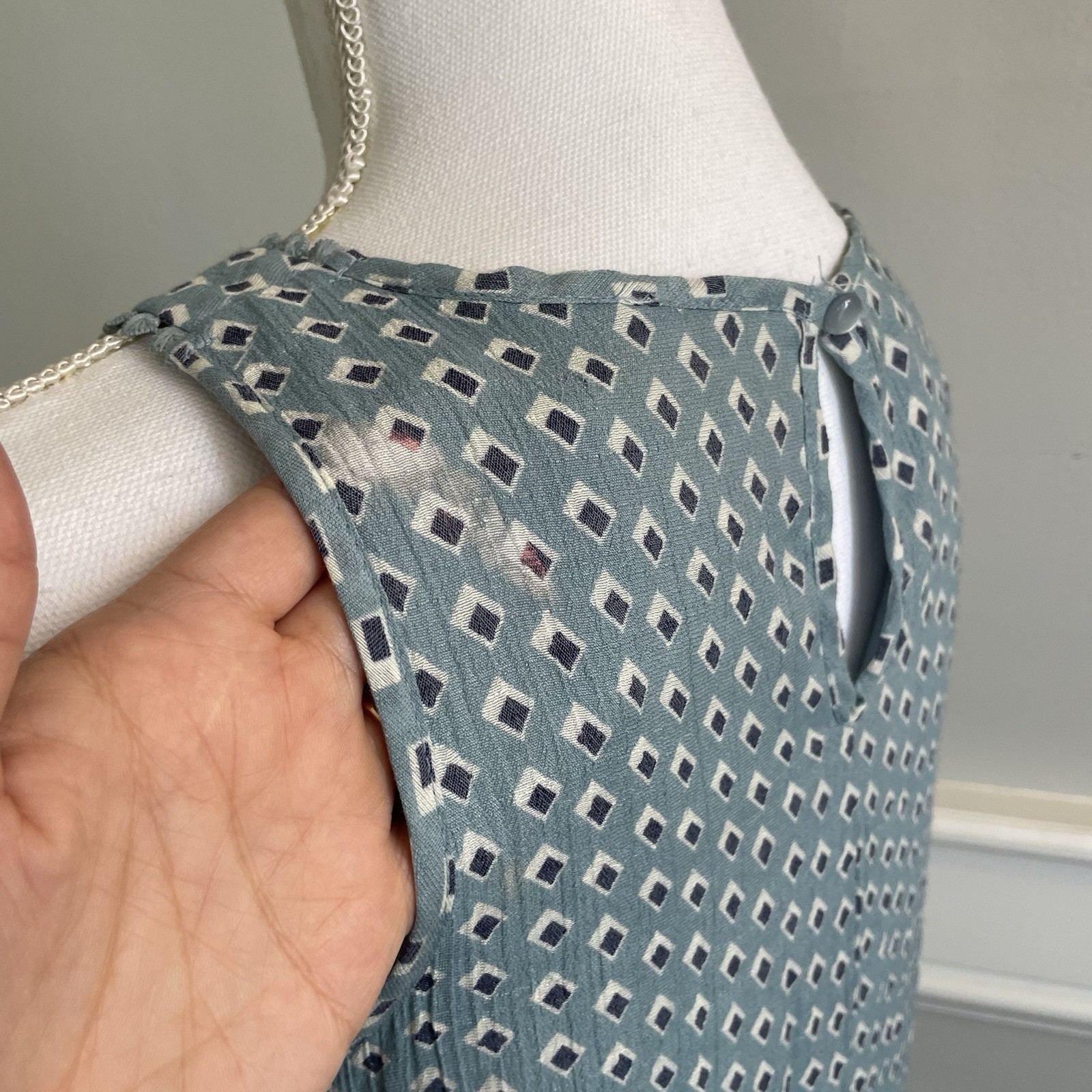 Naif Blue Summer Dress Size Small Geometric Pattern Sleeveless Shift SEE PICS