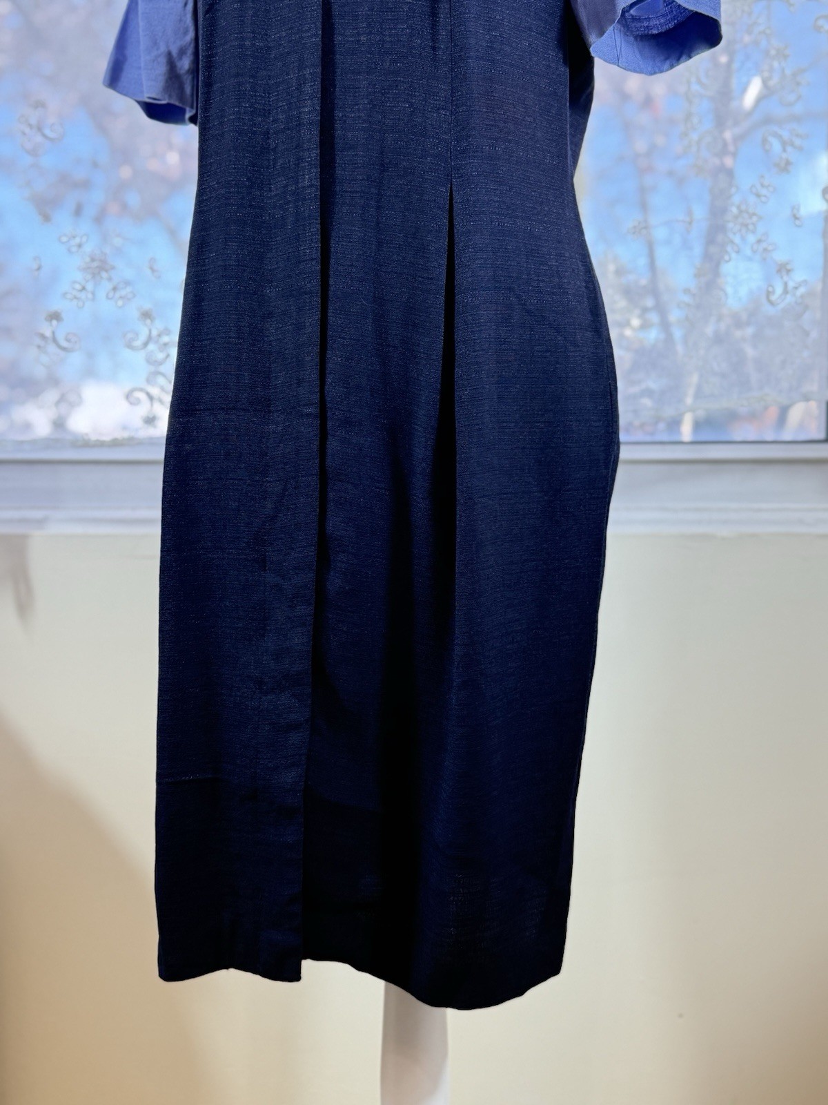 Vintage USA Acetate Blend Midi Dress Structured Short Sleeves Dress Classic