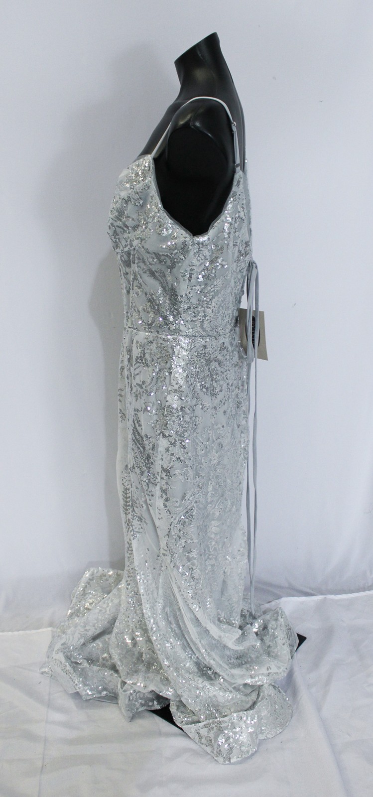 Ryanth Women’s Plus Sequin Floral Corset Mermaid Dress LB3 White/Silver Size 16W
