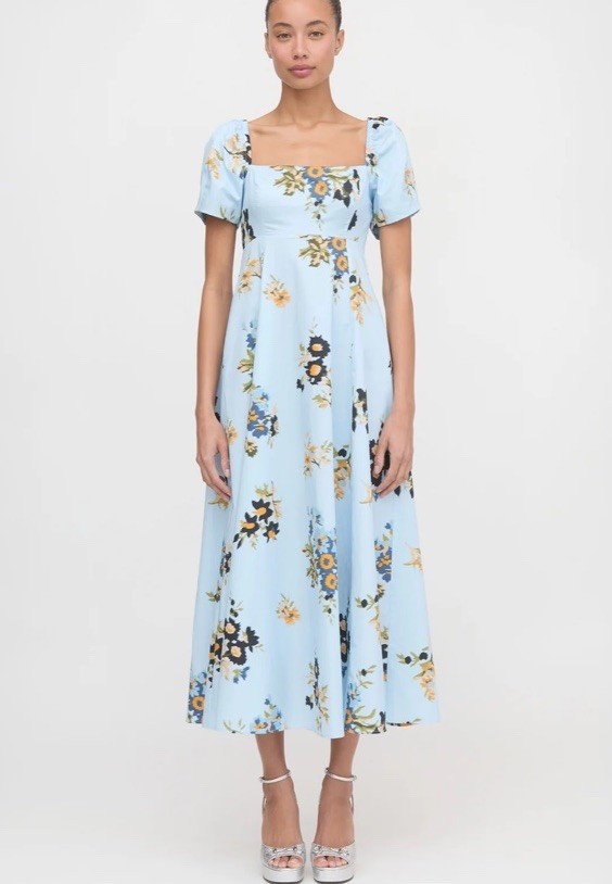 Hill House Women’s Matilda Dress Midi Sloane Floral Blue Size Small