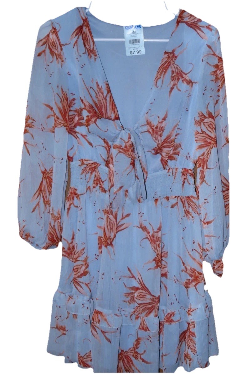 Women’s Double Lined Light Blue Flowy , Lightweight, Dress. Light Blue, L.