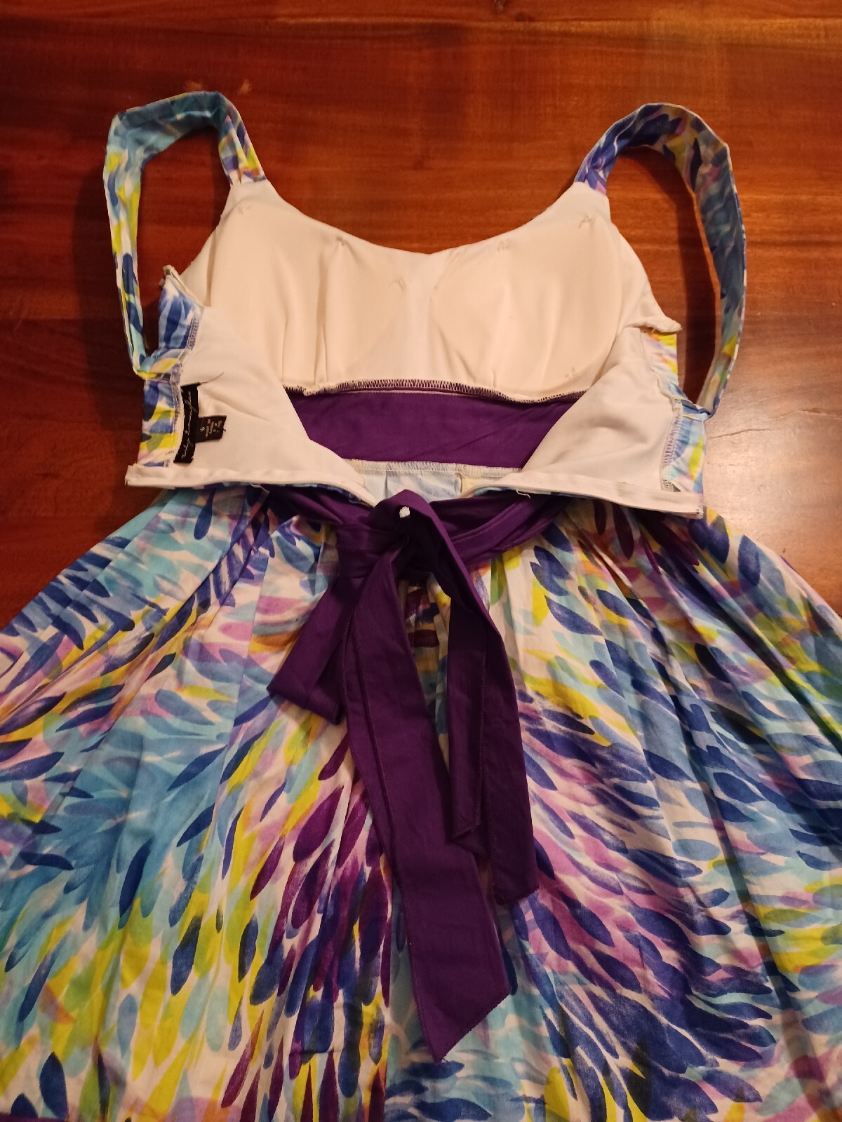 City Triangles Womens Purple Watercolor Floral Dress Reae Zip And Tie Sz 5