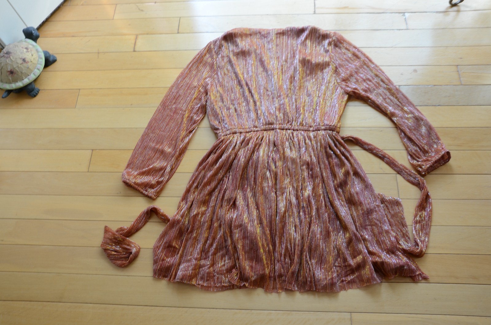Baltic Born Elegant Rust Orange Shimmee Wrap Dress Size L