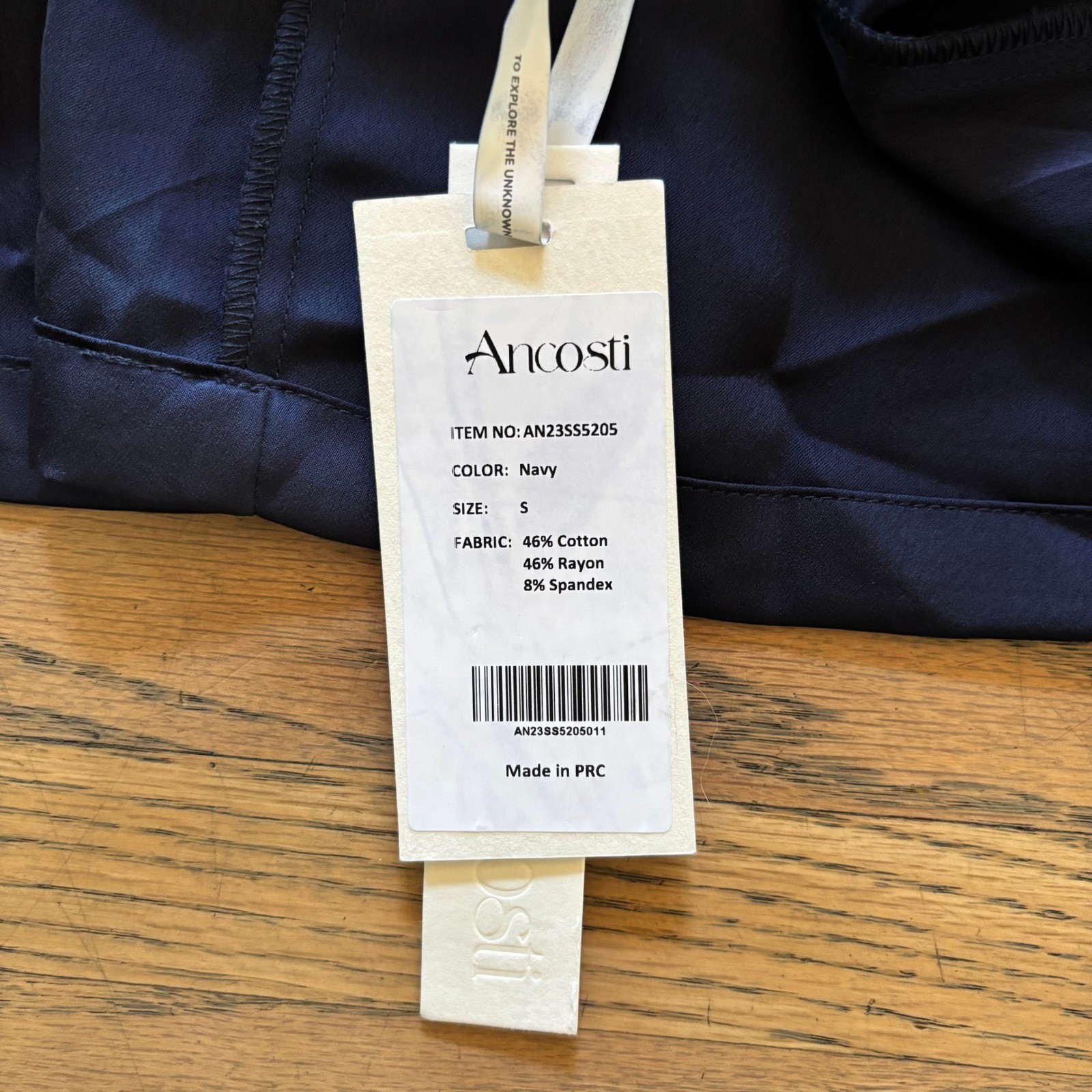 Ancosti Navy Blue Maxi Dress Small AN23SS5205 Ribbed Bodice Satin Skirt