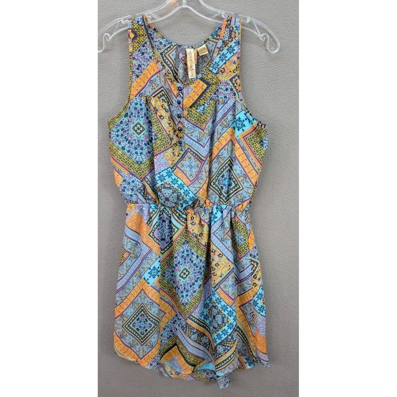 Eyeshadow Geometric Dress V-Neck Tunic Boho Hippie Cottagecore Summer Women’s M