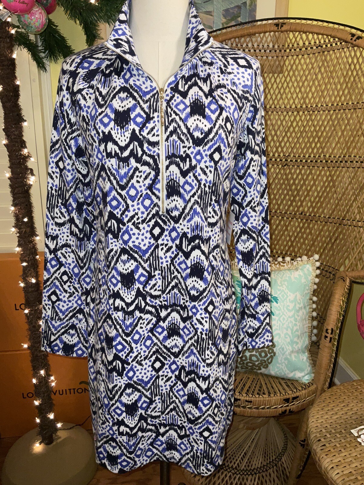 Lilly Pulitzer NWT UPF 50+ Skipper Popover Dress Oh My Cod $158 Size S,L