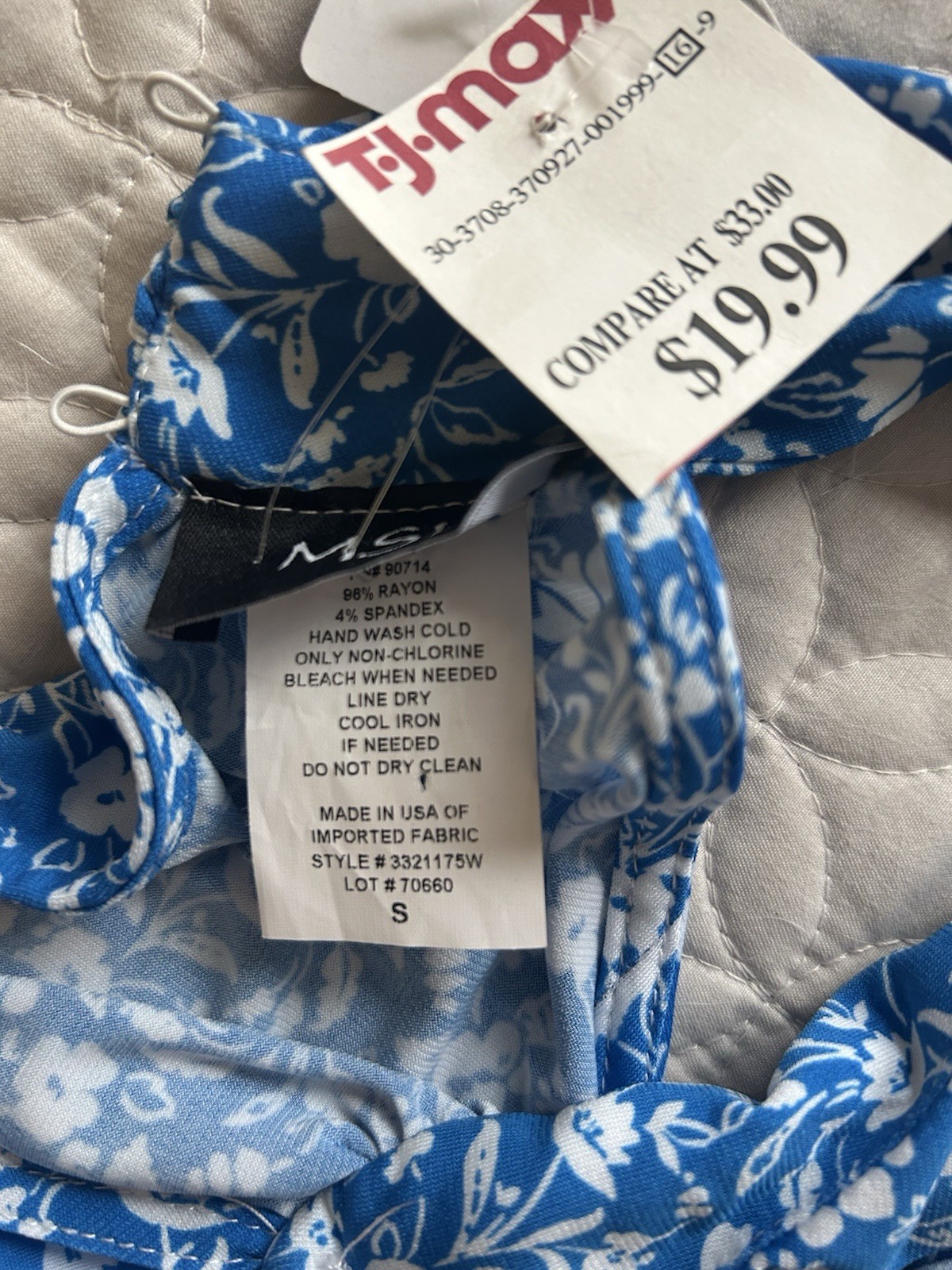 MSK Blue & White Floral Patterned Halter Neckline Dress Sz S NWT