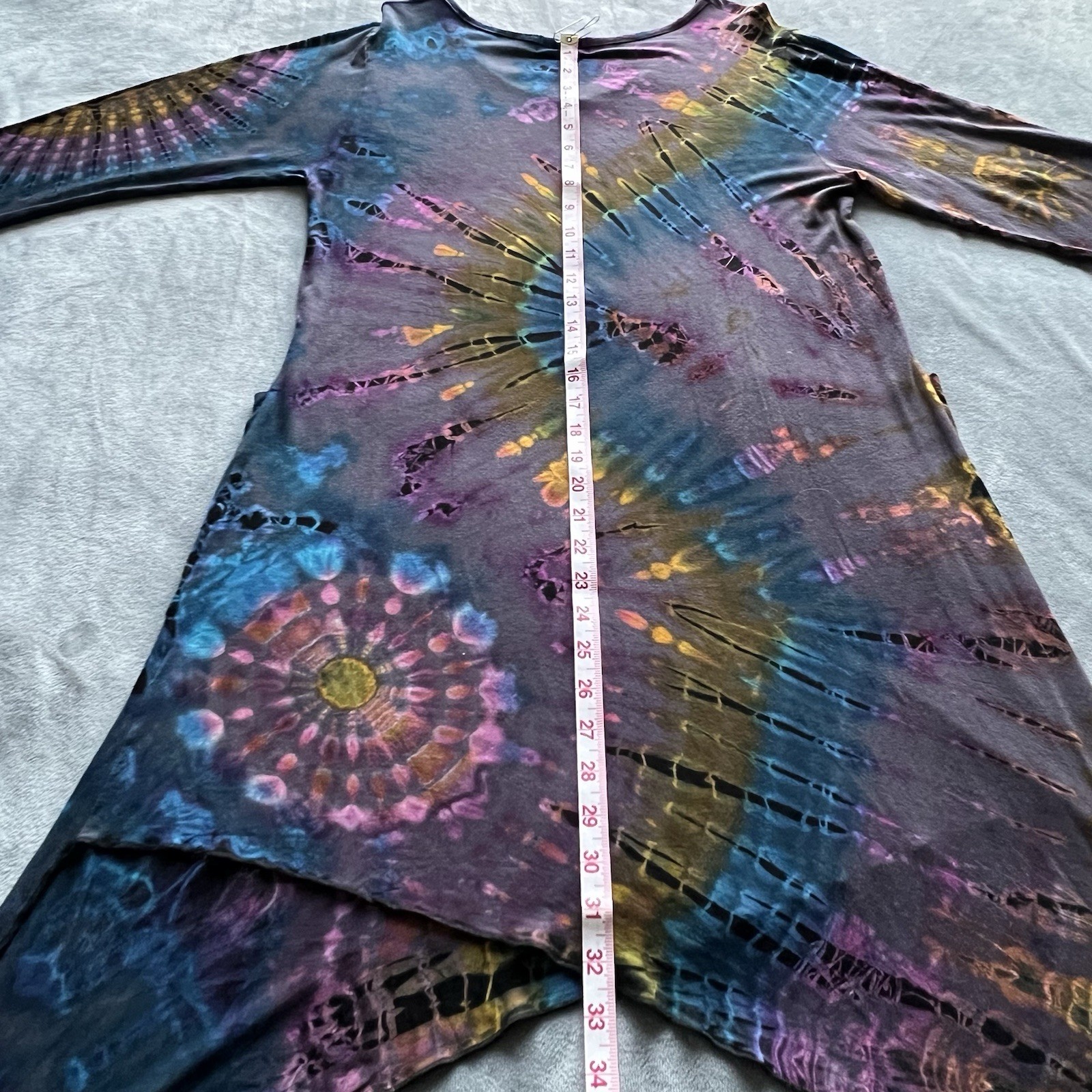 Kathmandu Imports Boho Tie Dye Asymmetric Dress Multicolor Festival Hippie L/XL