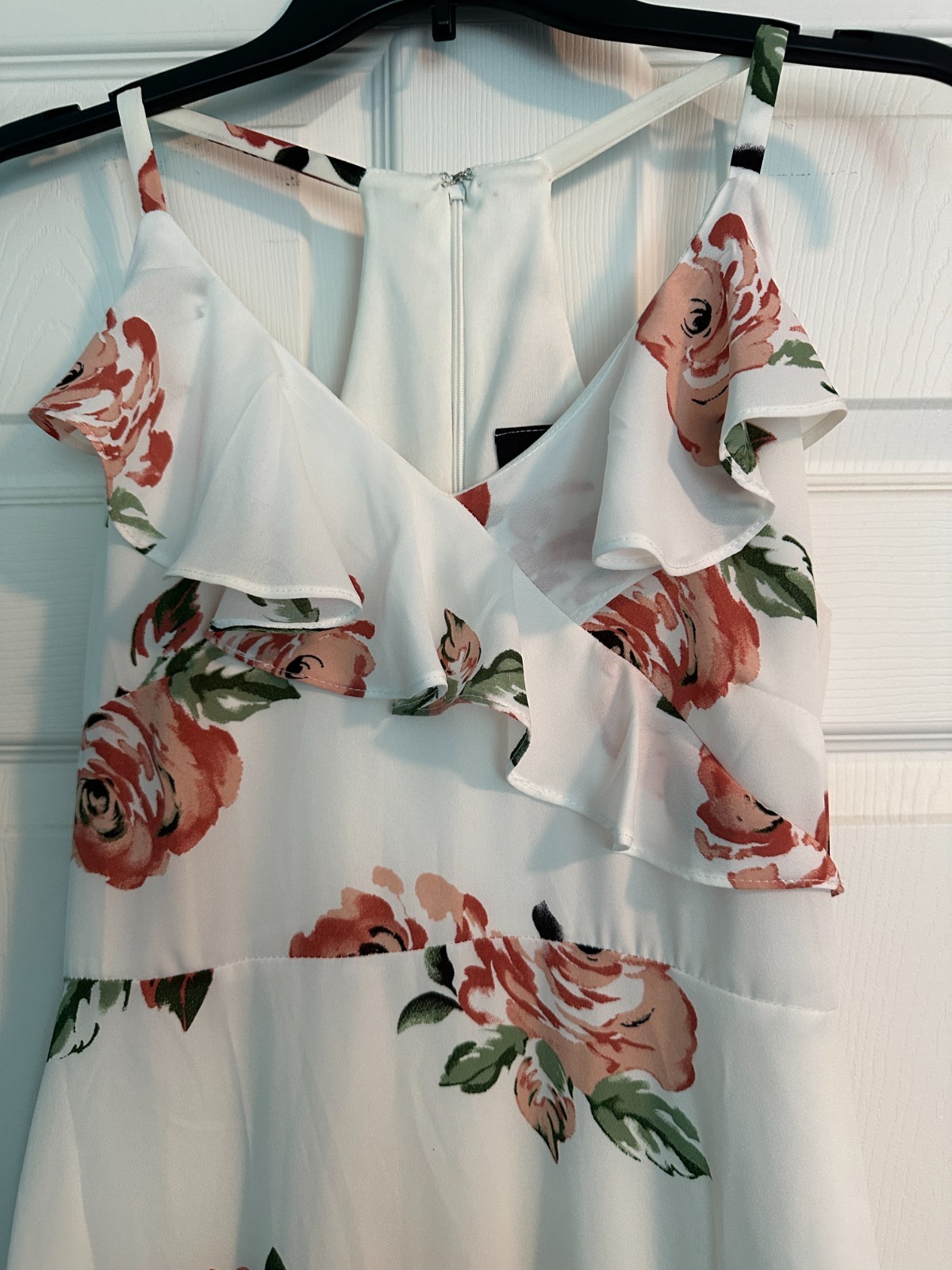 Disney Princess White Maxi Dress with Peach Floral Ruffles Size Small
