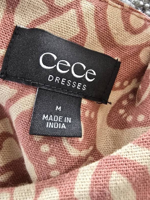 CeCe Linen Blend Sleeveless High-Low Maxi Dress Women’s M Mocha Back Zip Closure